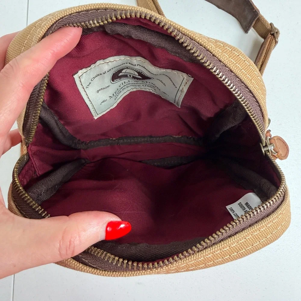 Melvill & Moon Katunda Shoulder Bag Tan Canvas Leather Safari Crossbody Heritage